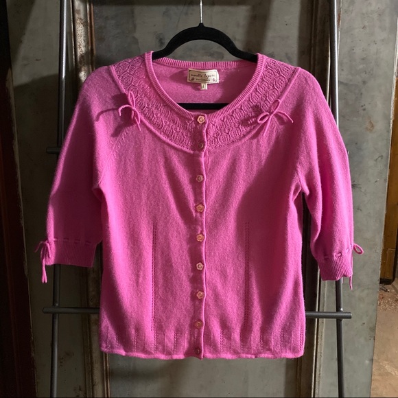 Nanette Lepore Pink Cashmere Cardigan Sweater - Picture 2 of 8